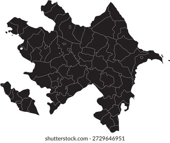 Azerbaijan Map with Different Region Divisions Editable Vector Design.