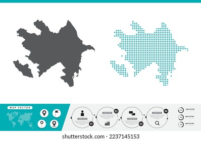 Azerbaijan map of dots gray and green for presentation. Set couple pixel creative concept for infographic.