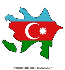 azerbaijan map, flag colors vector illustration 