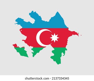 Azerbaijan Map Flag. Map of Azerbaijan with country flag of Azerbaijan. Vector illustration. svg