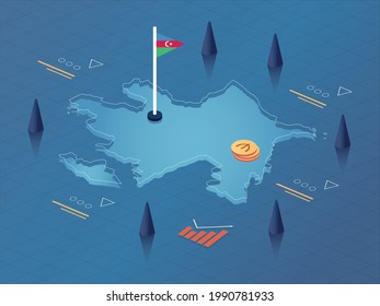 Azerbaijan Map Flag Currency Modern Isometric Stock Vector (Royalty ...