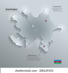 Azerbaijan map flag glass card paper 3D vector