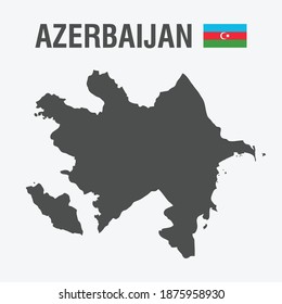 Azerbaijan Map and Flag. Vector Illustration.