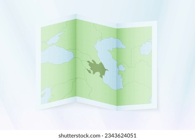 Azerbaijan map, folded paper with Azerbaijan map. Vector illustration.