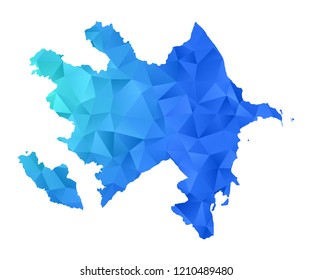 Azerbaijan map in geometric blue polygonal style modern design on white background. Vector illustration.
