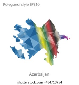 Azerbaijan map in geometric polygonal style.Abstract gems triangle,modern design background.Vector illustration EPS10