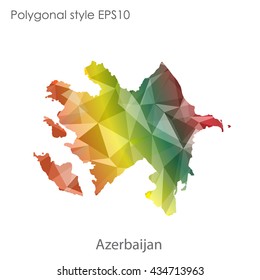 Azerbaijan map in geometric polygonal style.Abstract gems triangle,modern design background.Vector illustration EPS10