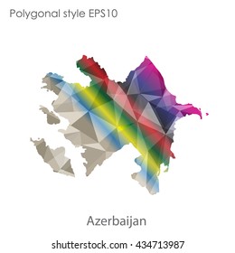Azerbaijan map in geometric polygonal style.Abstract gems triangle,modern design background.Vector illustration EPS10