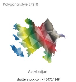 Azerbaijan map in geometric polygonal style.Abstract gems triangle,modern design background.Vector illustration EPS10