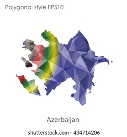 Azerbaijan map in geometric polygonal style.Abstract gems triangle,modern design background.Vector illustration EPS10
