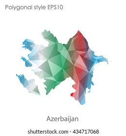 Azerbaijan map in geometric polygonal style.Abstract gems triangle,modern design background.Vector illustration EPS10