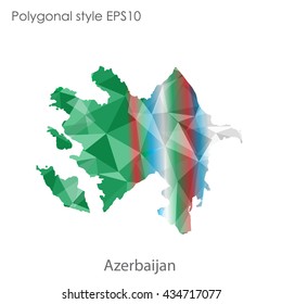 Azerbaijan map in geometric polygonal style.Abstract gems triangle,modern design background.Vector illustration EPS10