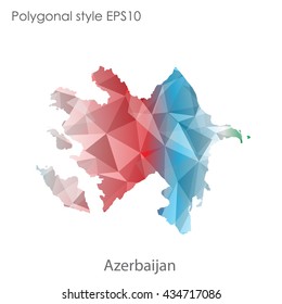 Azerbaijan map in geometric polygonal style.Abstract gems triangle,modern design background.Vector illustration EPS10