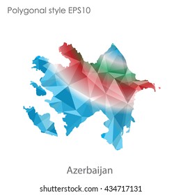 Azerbaijan map in geometric polygonal style.Abstract gems triangle,modern design background.Vector illustration EPS10