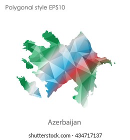 Azerbaijan map in geometric polygonal style.Abstract gems triangle,modern design background.Vector illustration EPS10