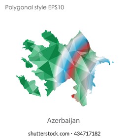 Azerbaijan map in geometric polygonal style.Abstract gems triangle,modern design background.Vector illustration EPS10