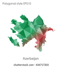 Azerbaijan map in geometric polygonal style.Abstract gems triangle,modern design background.Vector illustration EPS10