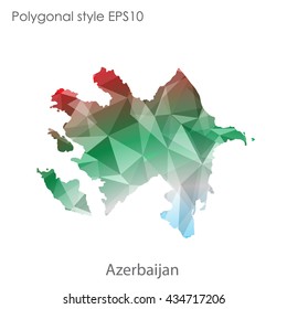 Azerbaijan map in geometric polygonal style.Abstract gems triangle,modern design background.Vector illustration EPS10