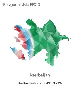 Azerbaijan map in geometric polygonal style.Abstract gems triangle,modern design background.Vector illustration EPS10