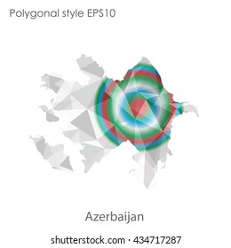 Azerbaijan map in geometric polygonal style.Abstract gems triangle,modern design background.Vector illustration EPS10