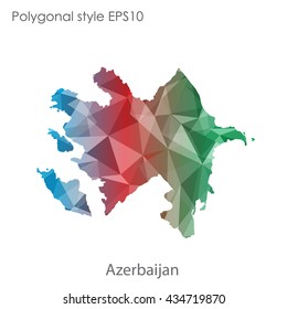 Azerbaijan map in geometric polygonal style.Abstract gems triangle,modern design background.Vector illustration EPS10