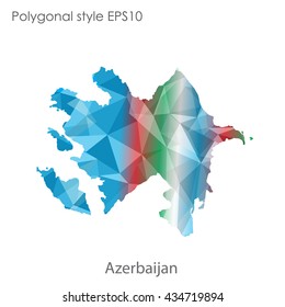 Azerbaijan map in geometric polygonal style.Abstract gems triangle,modern design background.Vector illustration EPS10