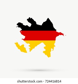 Azerbaijan map in Germany flag colors, editable vector.