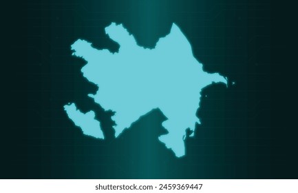 Azerbaijan Map with Green Circuit Technology Style.