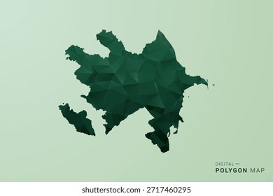 Azerbaijan Map - Green Polygon Style Vector Illustration, Low Poly Geometric Design with Clean Silhouette on soft green Background.