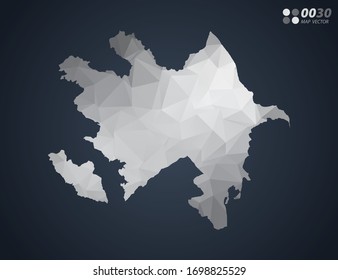 Azerbaiyán mapea el mosaico del triángulo rojo del polígono gris con fondo oscuro. vector de degradado de estilo.