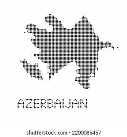 Mapa azerbaiyano con textura gruesa en estilo de punto. Ilustración vector abstracta de un mapa de país con efecto de medio tono para infografía. 