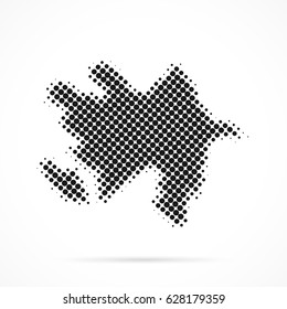 Azerbaijan map in halftone. Dotted illustration isolated on a white background.
Vector illustration.