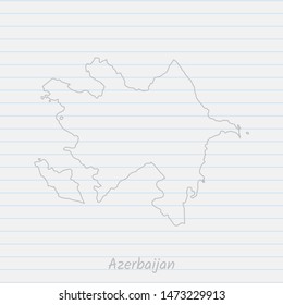 Azerbaijan map hand drawn gray outline on notebook background. Vector Illustration EPS10.