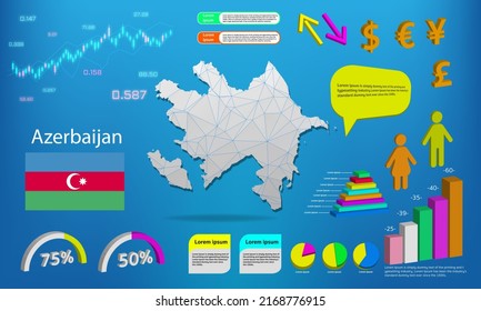azerbaijan map info graphics - charts, symbols, elements and icons collection. Detailed azerbaijan map with High quality business infographic elements.
