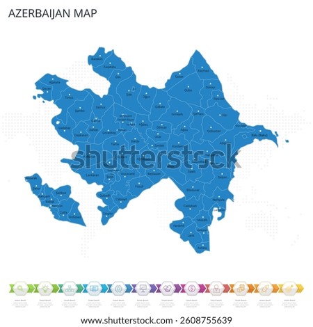 Azerbaijan Map - Infographic detailed map with regions and cities of the country. Vector illustration EPS10.