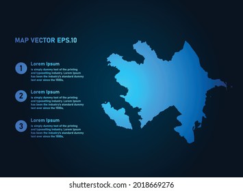 Azerbaijan map, infographic style , on dark background with Map World. Wire frame 3D mesh , map 3D,