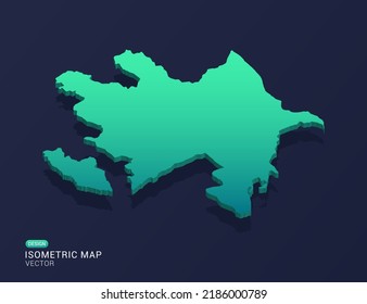 Azerbaijan map of isometric green gradient vector illustration.