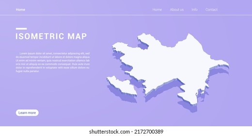 Azerbaijan map of isometric purple vector illustration. Web banner layout template. svg