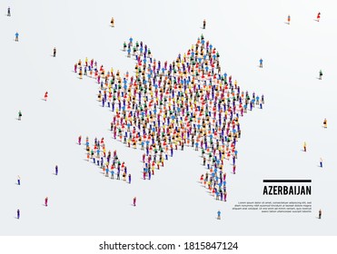 Azerbaijan Map. Large group of people form to create a shape of Azerbaijan Map. vector illustration.