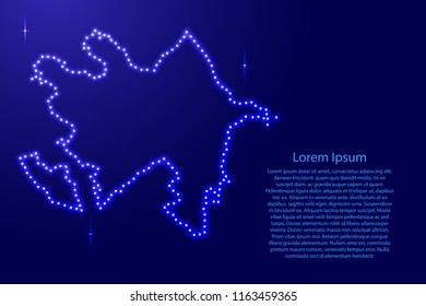 Azerbaijan map from luminous blue star space points on the contour for banner, poster, greeting card. Vector illustration.
