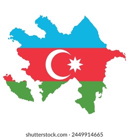 Mapa de Azerbaiyán. Mapa de Azerbaiyán con bandera nacional