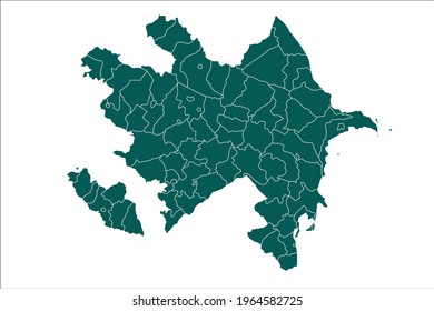 Azerbaijan map Olive green Color on White Backgound