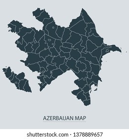 Azerbaijan map on gray background vector, Azerbaijan Map Outline Shape Gray on White Vector Illustration, Map with name. High detailed Gray illustration map Azerbaijan. svg