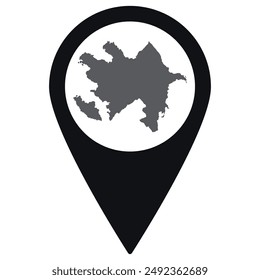 Azerbaijan map. Map of Azerbaijan on map pin icon black color isolated