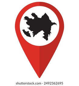 Azerbaijan map. Map of Azerbaijan on map pin icon red color isolated