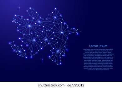 Azerbaijan map of polygonal mosaic lines, rays and space stars of vector illustration.