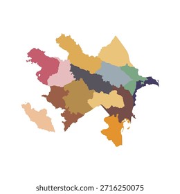 Mapa do Azerbaijão com área da província multicolor vetor design