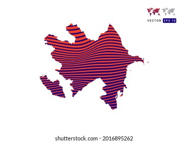 Azerbaijan map red and blue of abstract with dynamic waves vector.