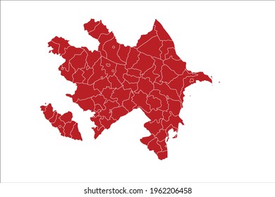  Azerbaijan Map Red Color on White Backgound