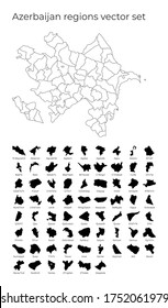 Mapa de Azerbaiyán con formas de regiones. Mapa vectorial en blanco del País con regiones. Fronteras del país para tu infografía. Ilustración vectorial.